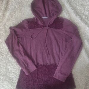 Maurices Women's Plum Hoodie With Crochet Detail Size Medium EUC